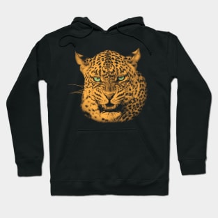 Scary Snarling Leopard with Green Eyes Hoodie